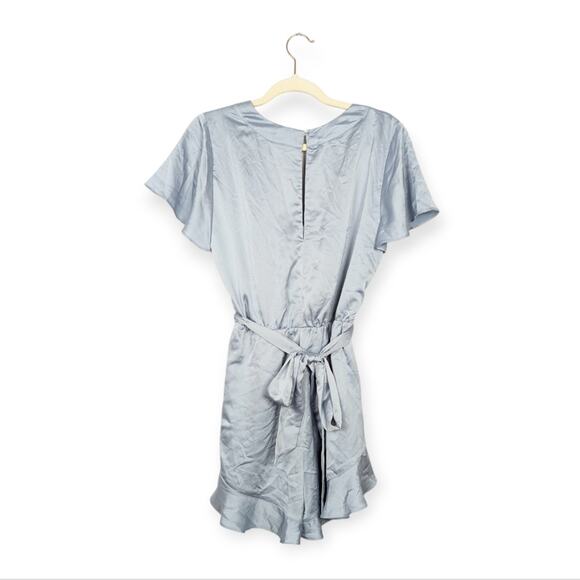 Show Me Your MuMu Light Steel Blue Luxe Satin Say I Do Romper Size L - Picture 2 of 10